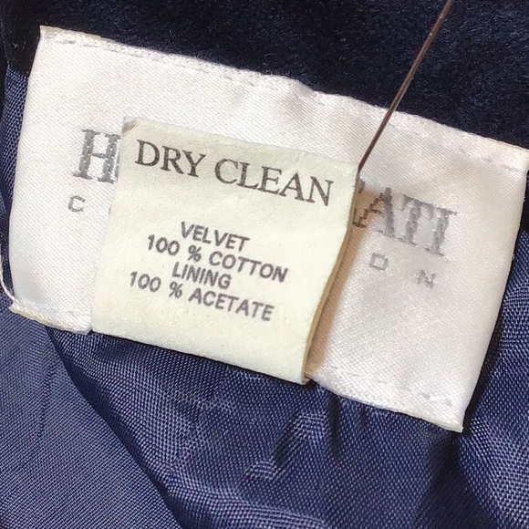 ๐VTG HUGO BUSCATI Midnight Blue Cotton Velvet Lined Back Zip - Picture 5 of 11